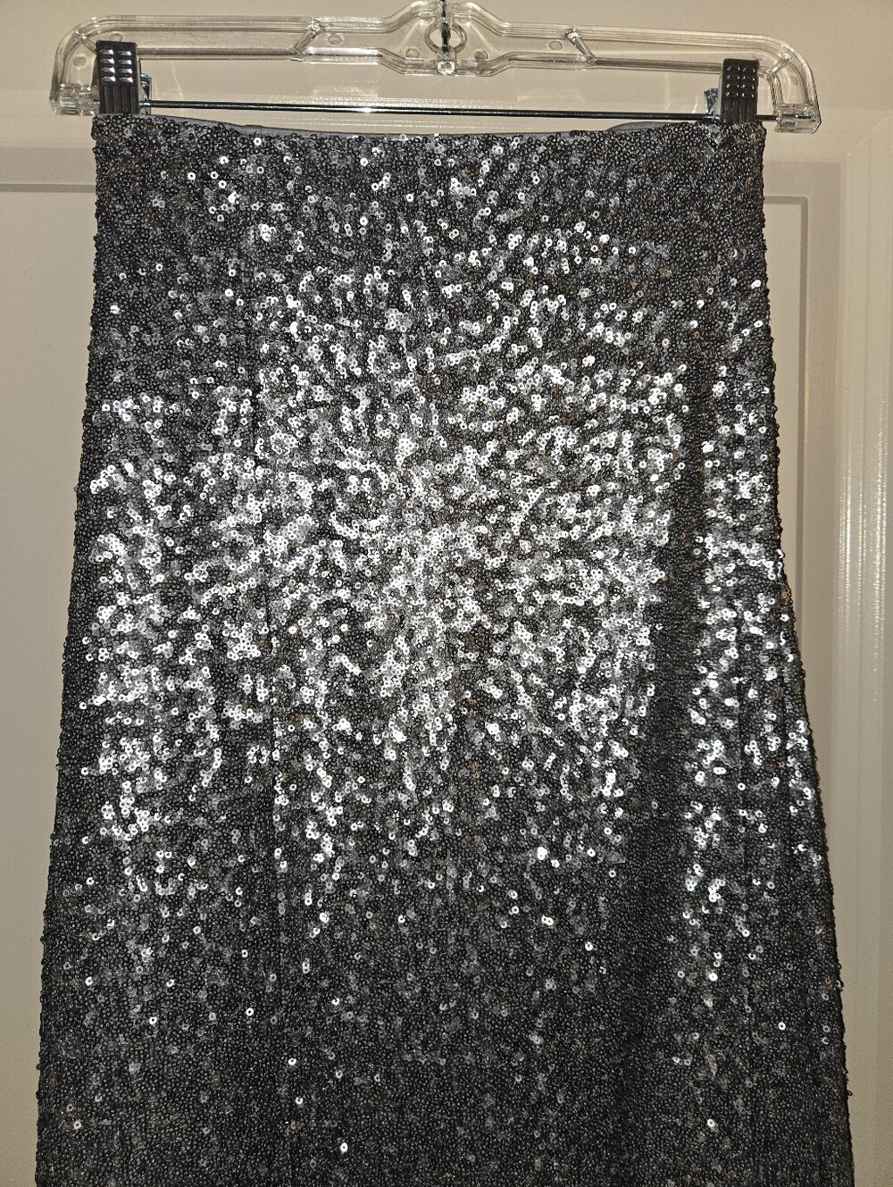 Lane Bryant Silver Sequined Long A-Line Skirt - Picture 4 of 6
